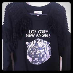Black Fringe Designer Sweatshirt L’Atiste By Amy
